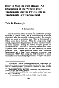 Cover page: How to Stop the Fast Break: An Evaluation of the "Three-Peat" Trademark and the FTC's Role in Trademark Law Enforcement