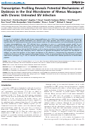 Cover page: Transcription Profiling Reveals Potential Mechanisms of Dysbiosis in the Oral Microbiome of Rhesus Macaques with Chronic Untreated SIV Infection