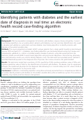 Cover page: Identifying patients with diabetes and the earliest date of diagnosis in real time: an electronic health record case-finding algorithm