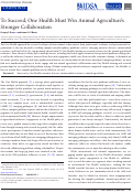Cover page: To Succeed, One Health Must Win Animal Agriculture's Stronger Collaboration.
