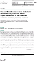 Cover page: Venous Thromboembolism in Metastatic Uterine Leiomyosarcoma: A Case Report and Review of the Literature