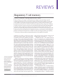 Cover page: Regulatory T cell memory