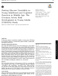 Cover page: Fasting Glucose Variability in Young Adulthood and Cognitive Function in Middle Age: The Coronary Artery Risk Development in Young Adults (CARDIA) Study