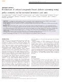 Cover page: Evaluation of critical congenital heart defects screening using pulse oximetry in the neonatal intensive care unit