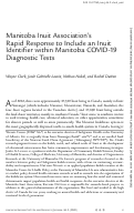 Cover page: Manitoba Inuit Association’s Rapid Response to Include an Inuit Identifier within Manitoba COVID-19 Diagnostic Tests