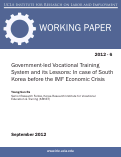 Cover page: Government-led Vocational Training System and its Lessons: In case of South Korea before the IMF Economic Crisis