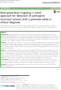 Cover page: Next-generation mapping: a novel approach for detection of pathogenic structural variants with a potential utility in clinical diagnosis