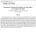 Cover page: Determinants of Political Participation in Urban Politics: A Los Angeles Case Study