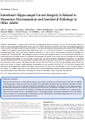 Cover page: Entorhinal-Hippocampal Circuit Integrity Is Related to Mnemonic Discrimination and Amyloid-β Pathology in Older Adults.