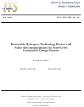 Cover page: Renewable Hydrogen: Technology Review and Policy Recommendations for State-Level Sustainable Energy Futures