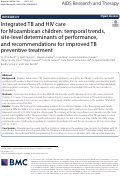 Cover page: Integrated TB and HIV care for Mozambican children: temporal trends, site-level determinants of performance, and recommendations for improved TB preventive treatment