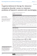 Cover page: Cognitive-behavioral therapy for obsessive–compulsive disorder: access to treatment, prediction of long-term outcome with neuroimaging