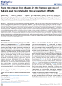 Cover page: Fano resonance line shapes in the Raman spectra of tubulin and microtubules reveal quantum effects