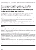 Cover page: How empowering is hospital care for older people with advanced disease? Barriers and facilitators from a cross-national ethnography in England, Ireland and the USA.