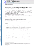 Cover page: Neurocognitive Outcomes in Multiethnic Pediatric Brain Tumor Patients Treated With Proton Versus Photon Radiation.