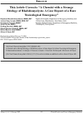 Cover page: This Article Corrects: “A Chemist with a Strange Etiology of Rhabdomyolysis: A Case Report of a Rare Toxicological Emergency”