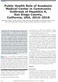 Cover page: Public Health Role of Academic Medical Center in Community Outbreak of Hepatitis A, San Diego County, California, USA, 2016–2018 - Volume 26, Number 7—July 2020 - Emerging Infectious Diseases journal - CDC