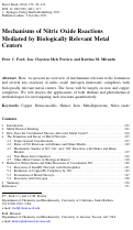Cover page: Mechanisms of Nitric Oxide Reactions Mediated by Biologically Relevant Metal Centers