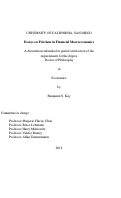 Cover page: Essays on frictions in financial macroeconomics