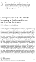 Cover page of Closing the Gate: Part-Time Faculty Instruction in Gatekeeper Courses and First Year Persistence