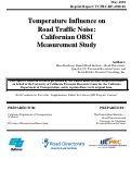 Cover page of Temperature Influence on Road Traffic Noise: Californian OBSI Measurement Study