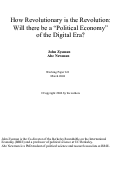 Cover page: How Revolutionary is the Revolution: Will there be a "Political Economy" of the Digital Era?