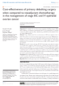 Cover page: Cost-effectiveness of primary debulking surgery when compared to neoadjuvant chemotherapy in the management of stage III C and IV epithelial ovarian cancer