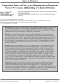 Cover page: Comparison Between Emergency Department and Inpatient Nurses’ Perceptions of Boarding of Admitted Patients