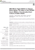 Cover page: Mild Motor Signs Matter in Typical Brain Aging: The Value of the UPDRS Score Within a Functionally Intact Cohort of Older Adults