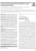 Cover page: Patients Attitudes and Perceptions Regarding Social Needs Screening and Navigation: Multi-site Survey in a Large Integrated Health System.