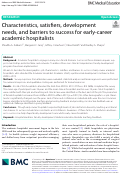 Cover page: Characteristics, satisfiers, development needs, and barriers to success for early-career academic hospitalists