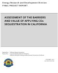 Cover page of Assessment of the Barriers and Value of Applying CO2 Sequestration in California
