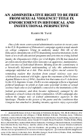 Cover page: An administrative right to be free from sexual violence? Title IX enforcement in historical and institutional perspective.