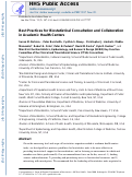 Cover page: Best Practices for Biostatistical Consultation and Collaboration in Academic Health Centers