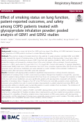 Cover page: Effect of smoking status on lung function, patient-reported outcomes, and safety among COPD patients treated with glycopyrrolate inhalation powder: pooled analysis of GEM1 and GEM2 studies