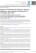 Cover page: Analysis of State-Specific Prevalence, Regional Differences, and Correlates of Hookah Use in U.S. Adults, 2012-2013.