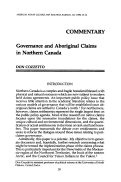 Cover page: Governance and Aboriginal Claims in Northern Canada