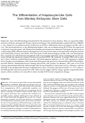 Cover page: The differentiation of hepatocyte-like cells from monkey embryonic stem cells.