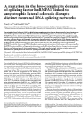 Cover page: A mutation in the low-complexity domain of splicing factor hnRNPA1 linked to amyotrophic lateral sclerosis disrupts distinct neuronal RNA splicing networks