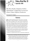 Cover page: The Slow Death of Japanese Techno-Nationalism? Comparative Lessons for China’s Future Defense Production