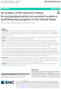Cover page: An analysis of the selection criteria for postgraduate physician assistant residency and fellowship programs in the United States