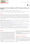 Cover page: Medical Foods: Science, Regulation, and Practical Aspects. Summary of a Workshop