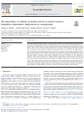 Cover page: The importance of cultural ecosystem services in natural resource-dependent communities: Implications for management