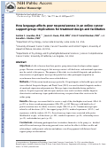 Cover page: How language affects peer responsiveness in an online cancer support group: implications for treatment design and facilitation