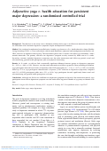 Cover page: Adjunctive yoga v. health education for persistent major depression: a randomized controlled trial