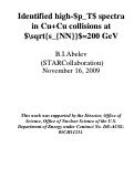 Cover page: Identified high-pT spectra in Cu+Cu collisions at sqrt sNN=200 GeV