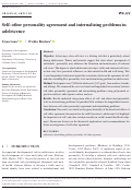 Cover page: Self–other personality agreement and internalizing problems in adolescence