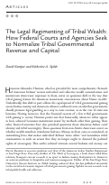 Cover page: The Legal Regimenting of Tribal Wealth: How Federal Courts and Agencies Seek to Normalize Tribal Governmental Revenue and Capital