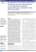 Cover page: Development of preclinical and clinical models for immune-related adverse events following checkpoint immunotherapy: a perspective from SITC and AACR