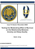 Cover page: Testing the Moderating Effect of Burnout on the Relationship Between Anxiety and Sleep Quality